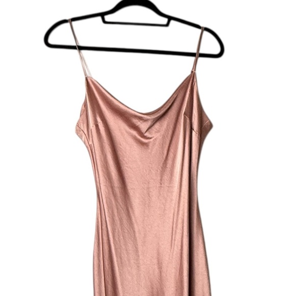 Express Maxi Slip Dress M Light Pink Cowl 2 Slit Y2K Fairy Beach Resort Vacation - Picture 4 of 9